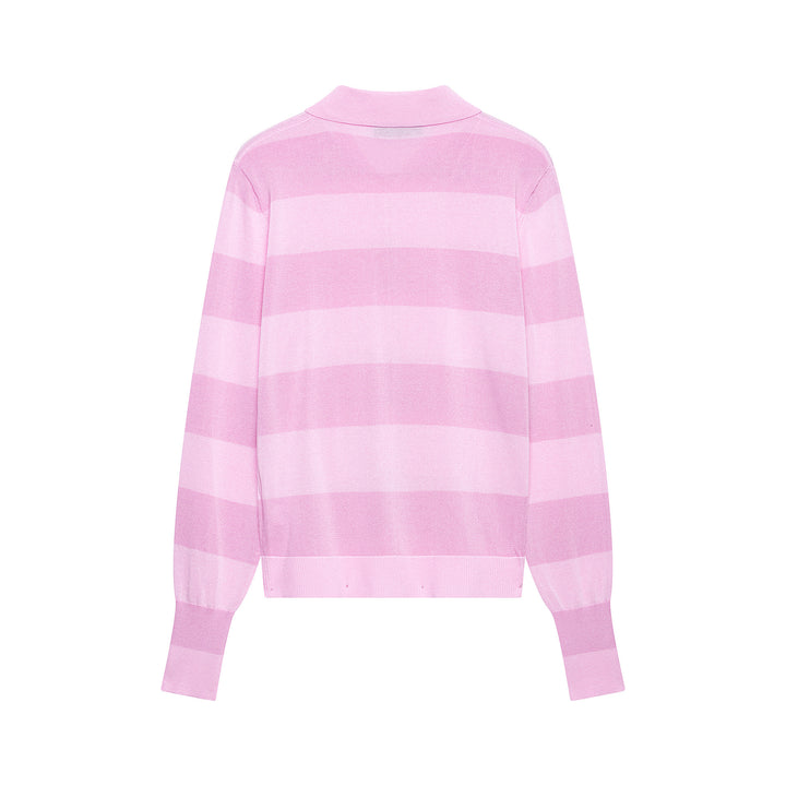 Damen Gestreifte Cropped Polo‑Strickjacke mit kastiger Silhouette und Rippbündchen Drune
