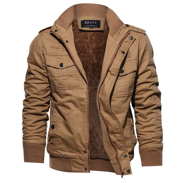 Herren  militärisch inspiriertes Bomber-Fieldjacke mit Epauletten, verdecktem Reißverschluss und Klappbrusttaschen Drune