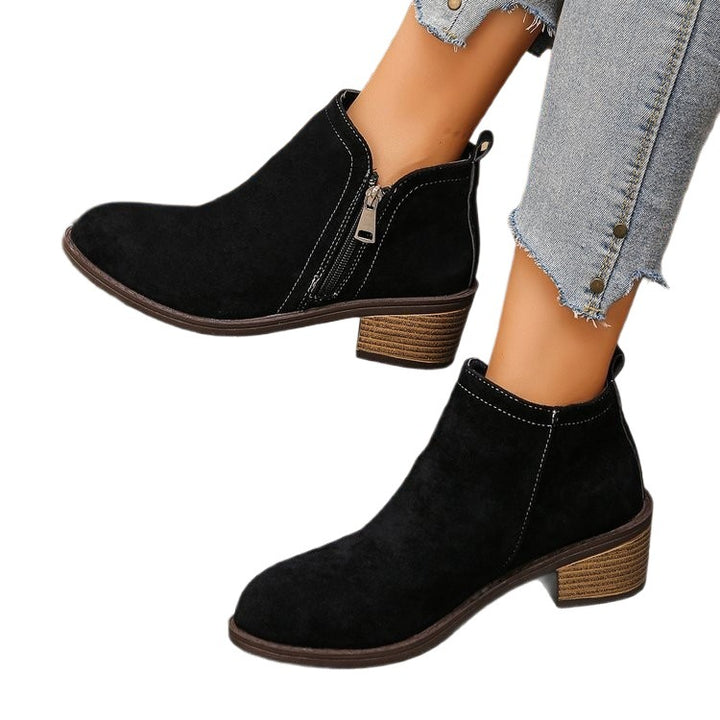 Damen Biker-Stiefeletten mit seitlichem Reißverschluss und modischer Struktur Drune