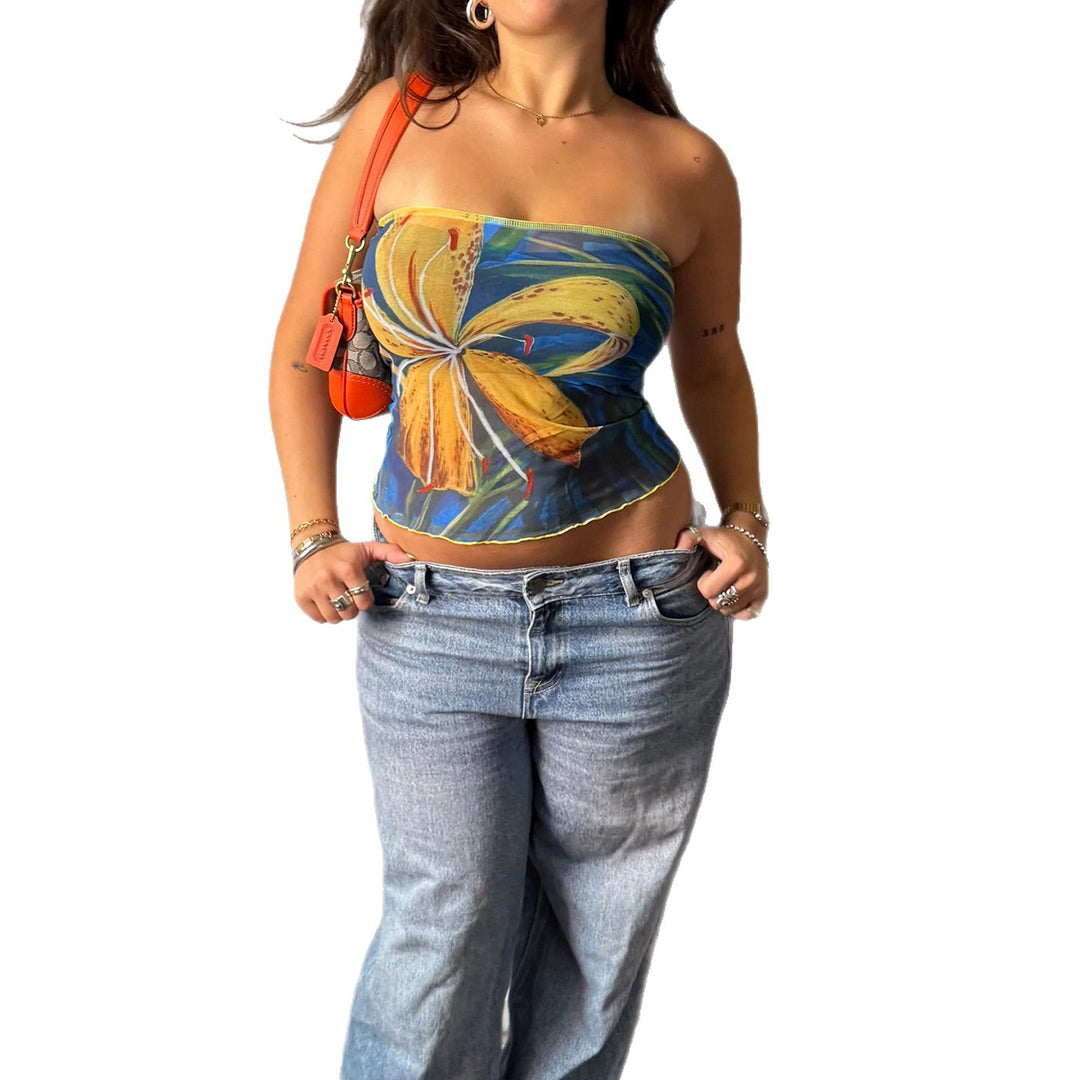 Damen vielseitiges Halstuch mit floralem Design und elastischem Abschluss Drune