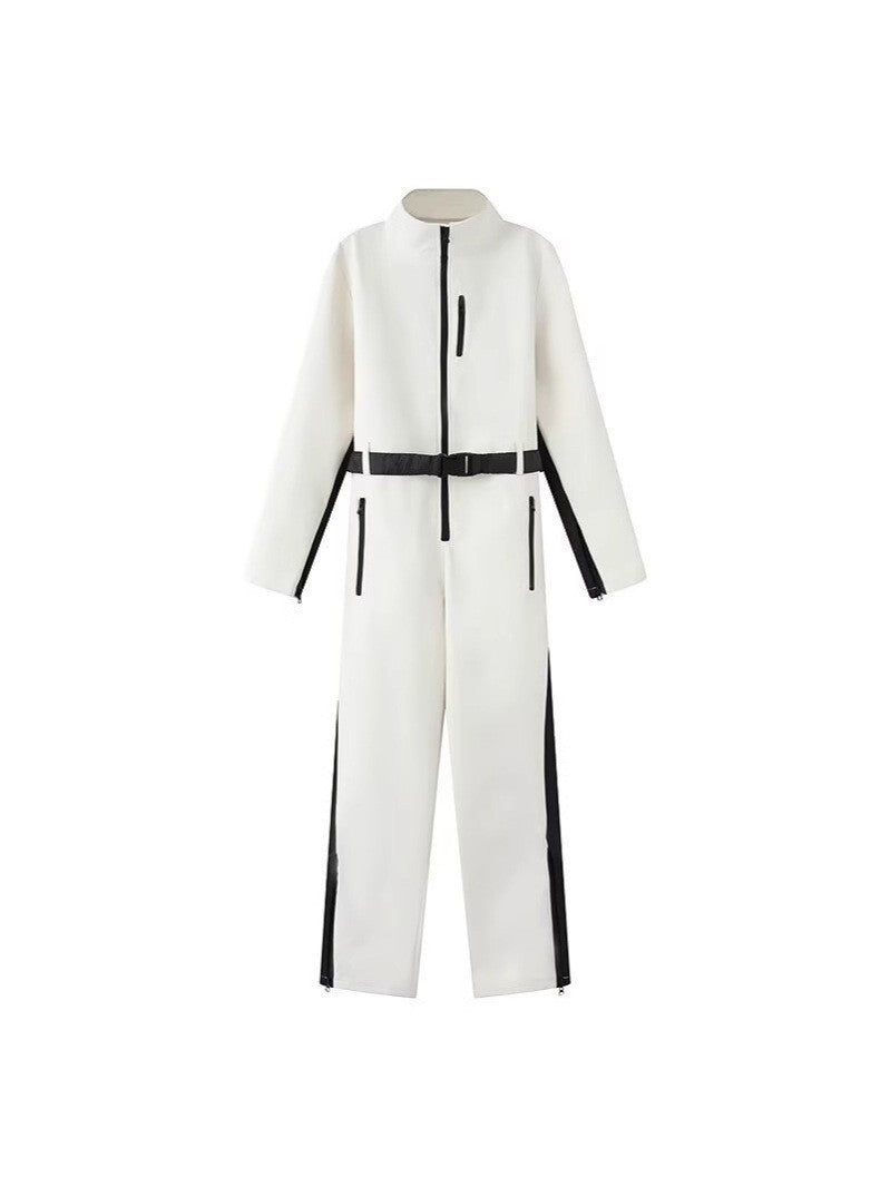Damen Utility-Overall mit hohem Kragen, funktionalen Reißverschlüssen und Taillengürtel Drune