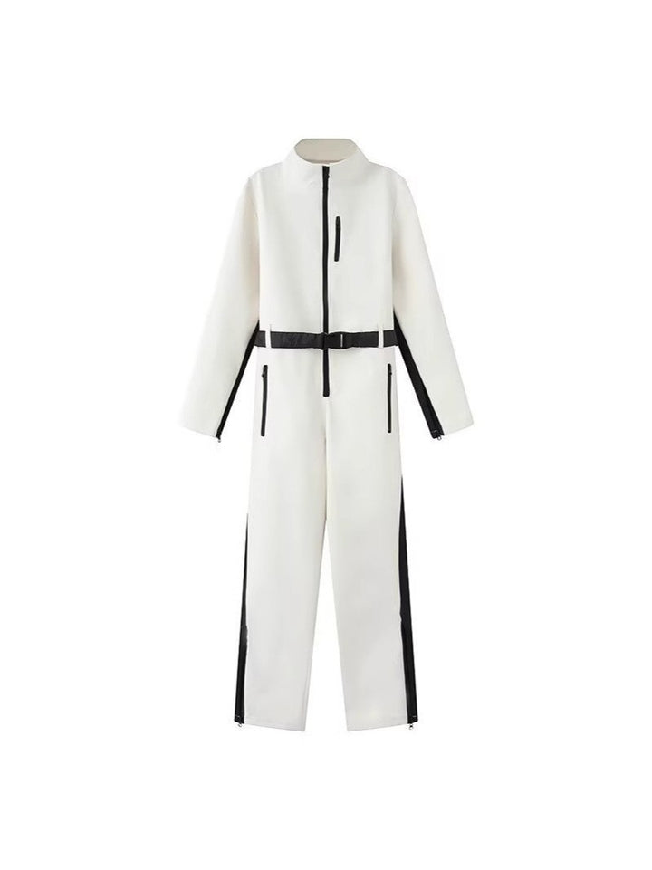 Damen Utility-Overall mit hohem Kragen, funktionalen Reißverschlüssen und Taillengürtel Drune