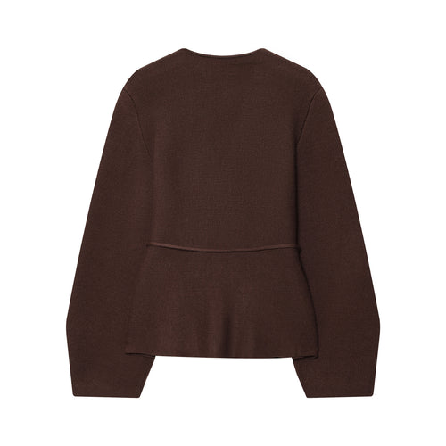 Damen nan taillierte Strickjacke mit tiefem V-Ausschnitt, Bindegürtel und kastigen Ärmeln Drune