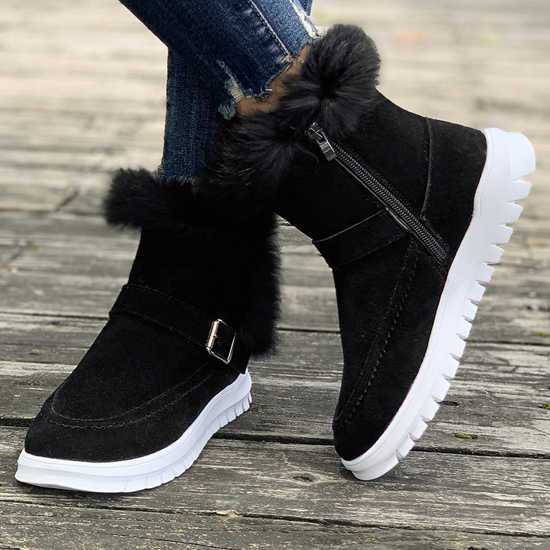 Damen Warmfutter-Stiefel mit modischem Fellbesatz Drune