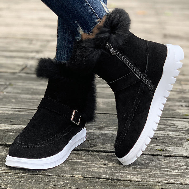 Damen Warmfutter-Stiefel mit modischem Fellbesatz Drune