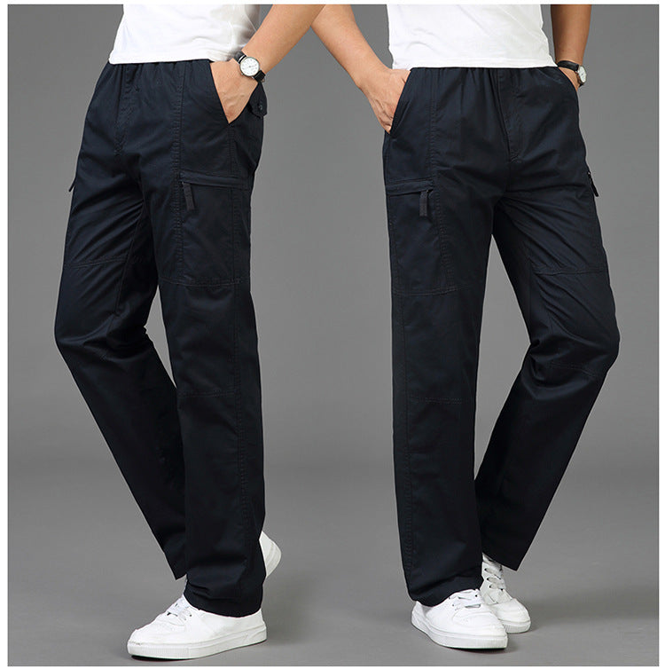 Damen lockere Cargo-Hose mit elastischem Bund, Mehrfachtaschen und Knieabnähern Drune