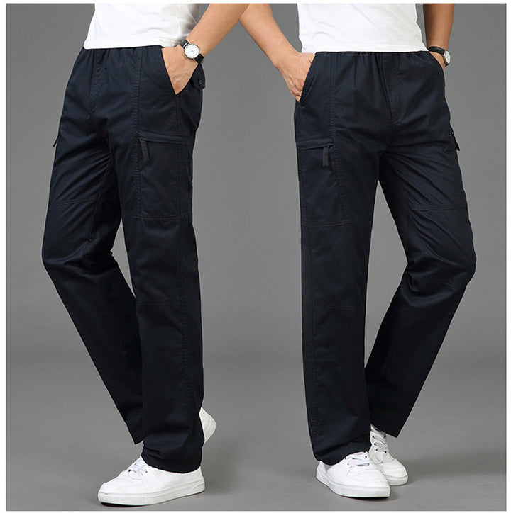 Damen lockere Cargo-Hose mit elastischem Bund, Mehrfachtaschen und Knieabnähern Drune