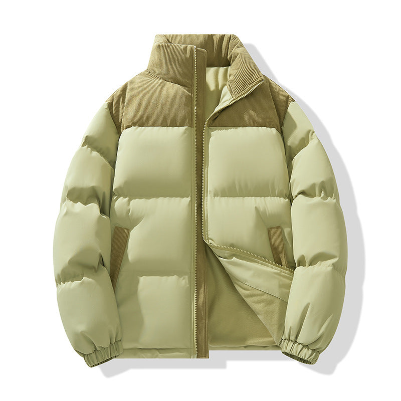 Herren wattierter Pufferblouson mit Cord-Schulterpaneel und hohem Stehkragen Drune
