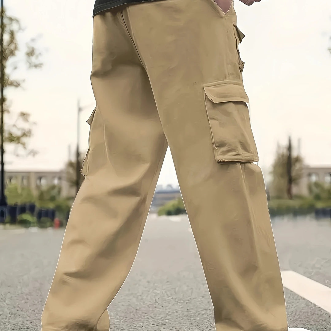 Herren Multifunktionale Cargo-Hose mit mehreren Klapptaschen und geradem Bein Drune