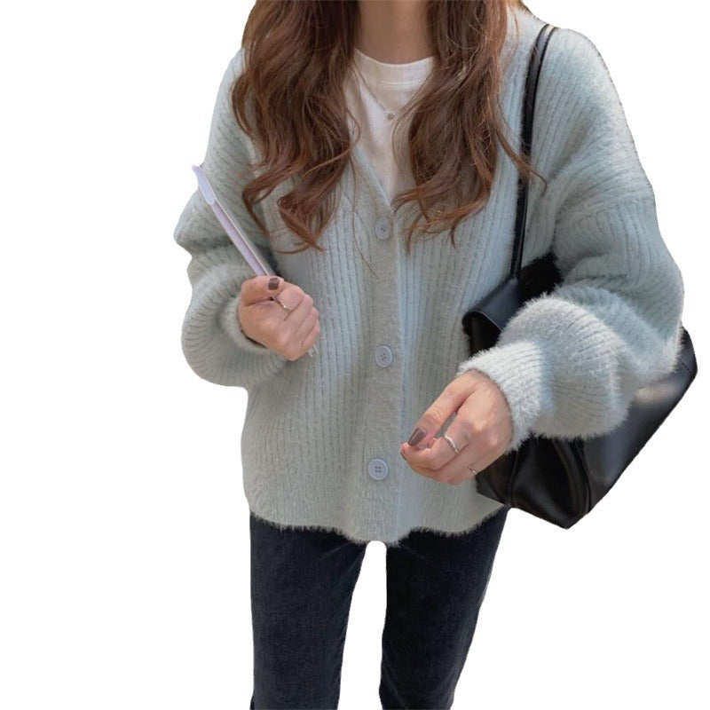 Damen kuschelige Strickjacke mit moderne Knopfdetails und oversized Schnitt Drune