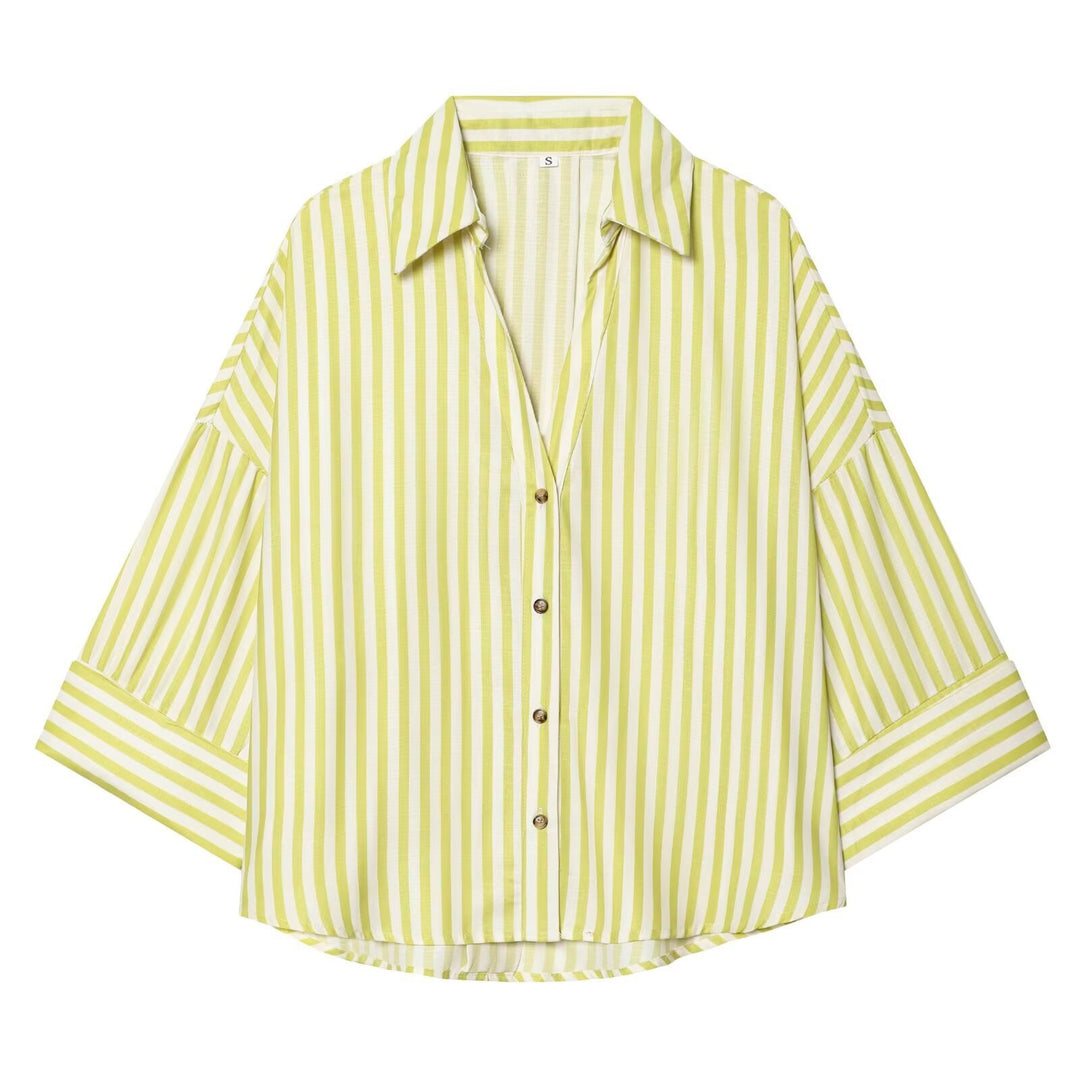 Damen Hemdblusenshirt mit lässigem Schnitt und eleganten 3/4-Ärmeln Drune