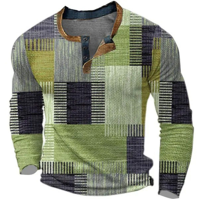 Herren Sportliches Langarmshirt mit Knopfleiste Drune