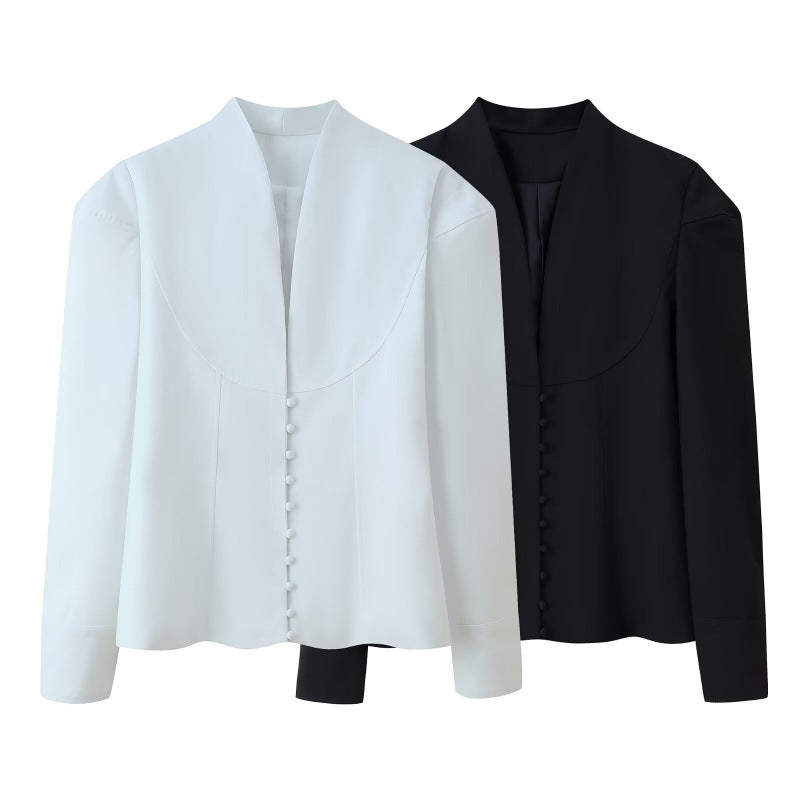 Damen Blazerjacke mit klassischem Kragen und eleganten Knopfdetails Drune