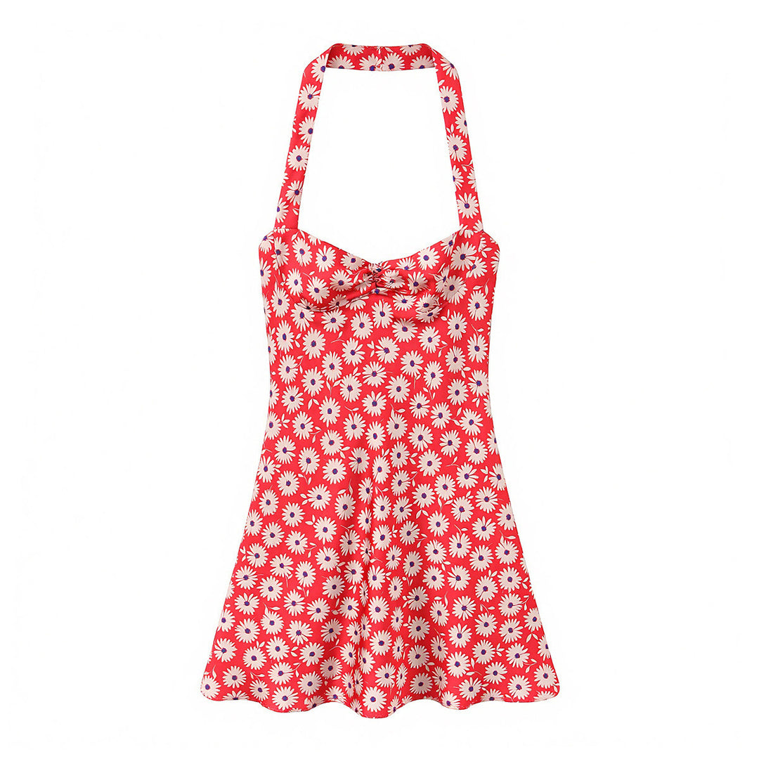 Damen sommerliches Kleid mit verspieltem Blumendruck und schwingendem Rock Drune