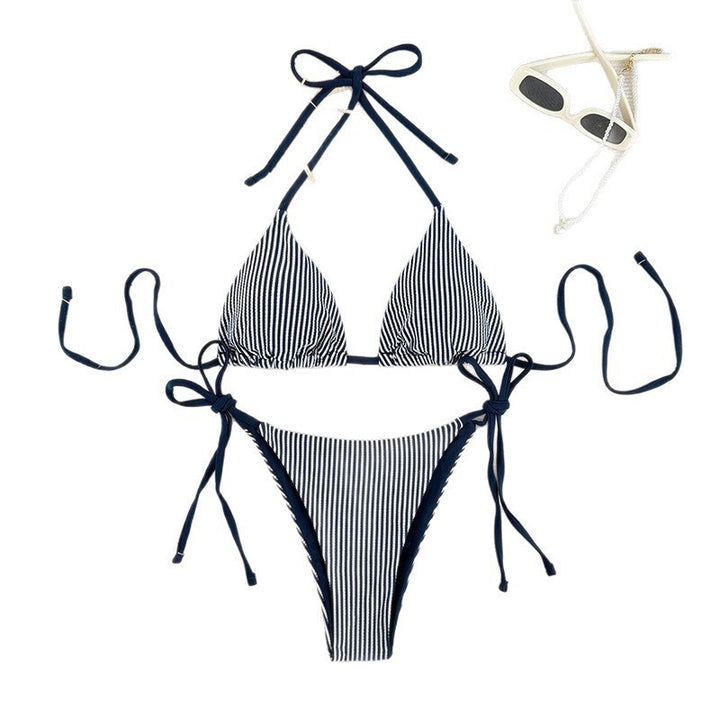 Damen gestreifter Triangel-Bikini-Set Drune