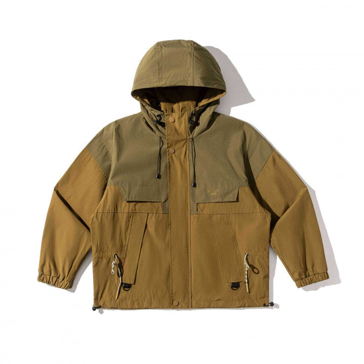 Unisex Weitgeschnittene Utility-Fieldjacke mit Kapuze, Tunnelzug und Pattentaschen Drune