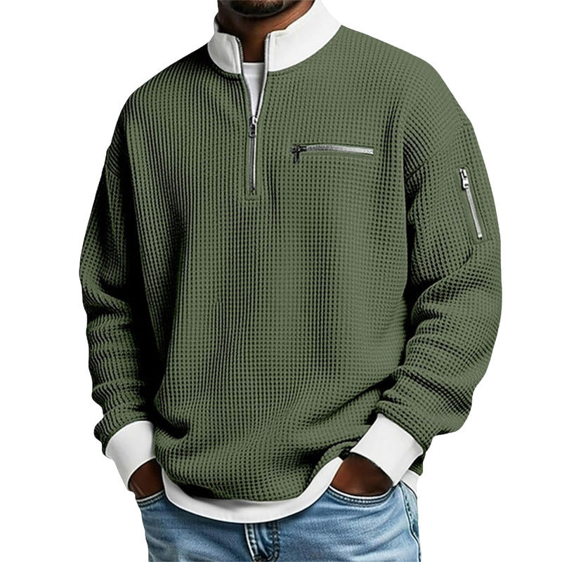 Herren Sportlicher Quarter-Zip Pullover mit strukturiertem Muster Drune