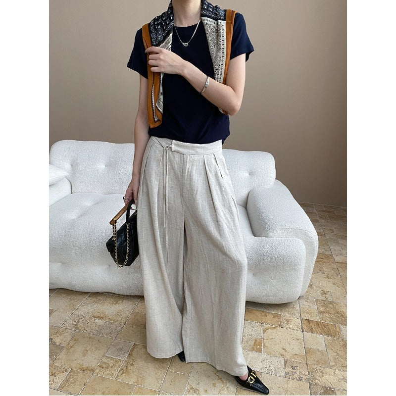 Damen elegante weite Hose mit hohem Bund und komfortablem Schnitt Drune