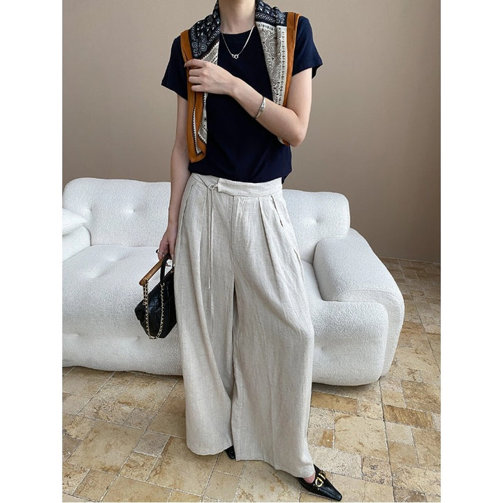 Damen elegante weite Hose mit hohem Bund und komfortablem Schnitt Drune