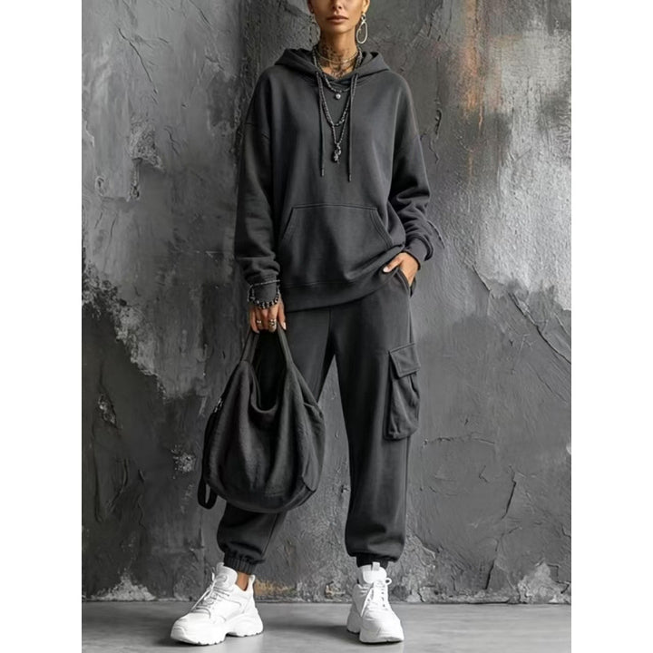 Damen Oversize Hoodie- und Cargo-Jogger-Set aus French Terry Drune