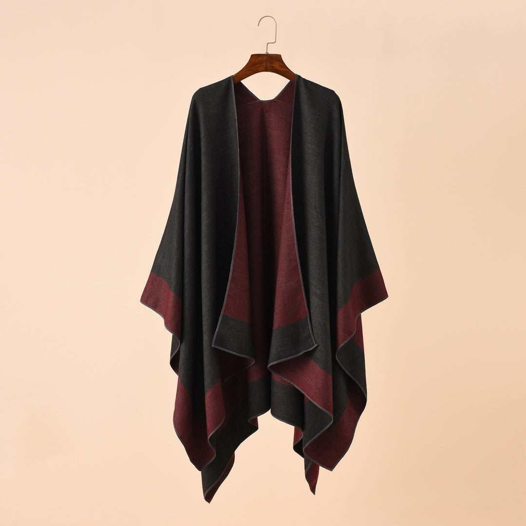 Damen Wendbarer Poncho-Cape aus Kaschmir-Mix mit Oversize-Schnitt Drune