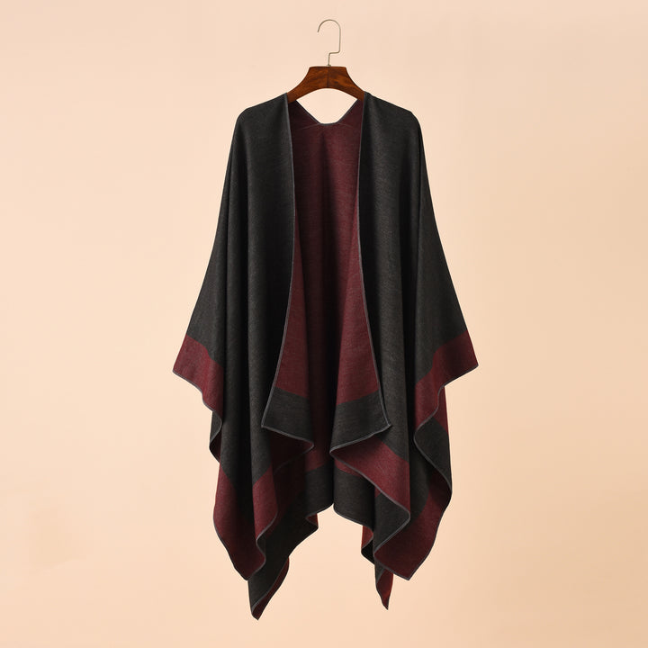 Damen Wendbarer Poncho-Cape aus Kaschmir-Mix mit Oversize-Schnitt Drune