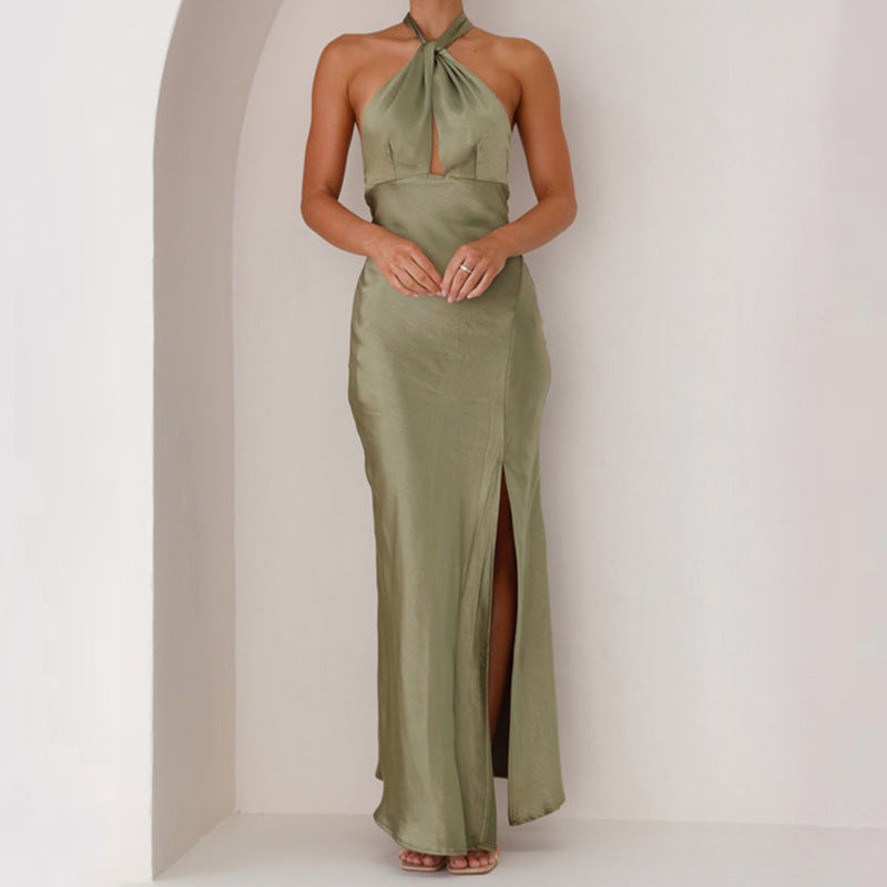 Damen Langkleid mit elegantem Wickeldesign und schickem Schlitz Drune