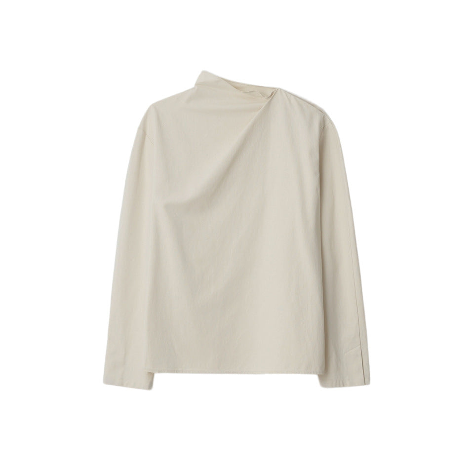 Damen Elegantes Oberteil mit asymmetrischem Kragen und langen Ärmeln Drune