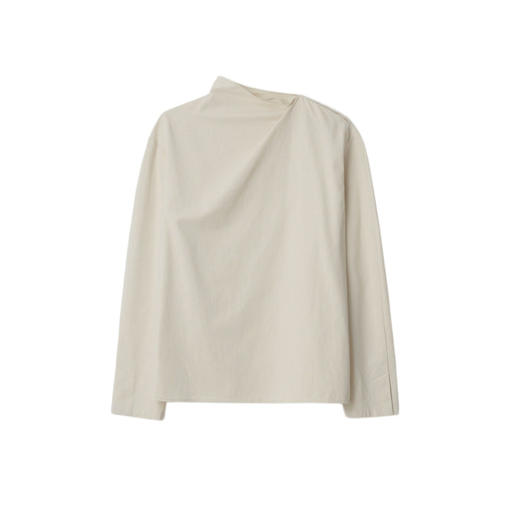 Damen Elegantes Oberteil mit asymmetrischem Kragen und langen Ärmeln Drune