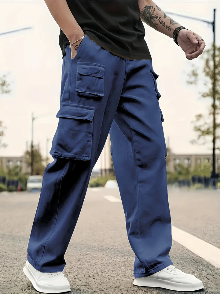 Herren Oversize Utility-Cargohose mit mehrfachen aufgesetzten Klapptaschen Drune
