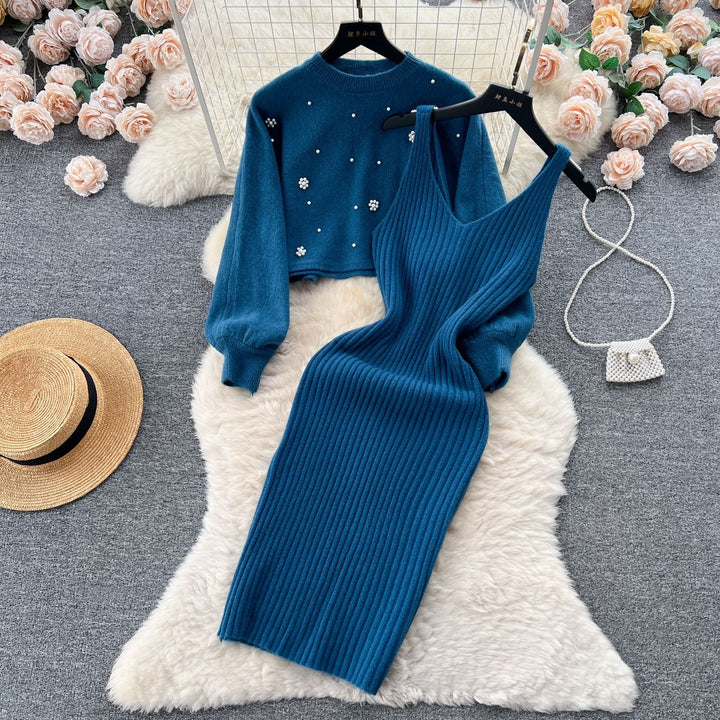 Damen Strickkleid mit elegantem V-Ausschnitt Drune