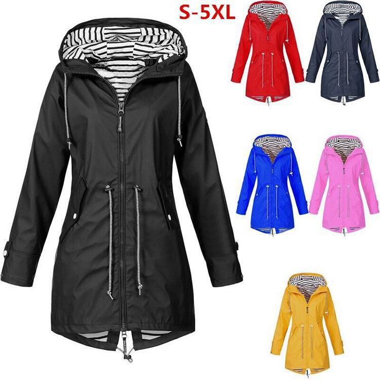 Damen nan taillierte Parka-Jacke mit Kapuze, Kordelzugbund und verdecktem Reißverschluss Drune