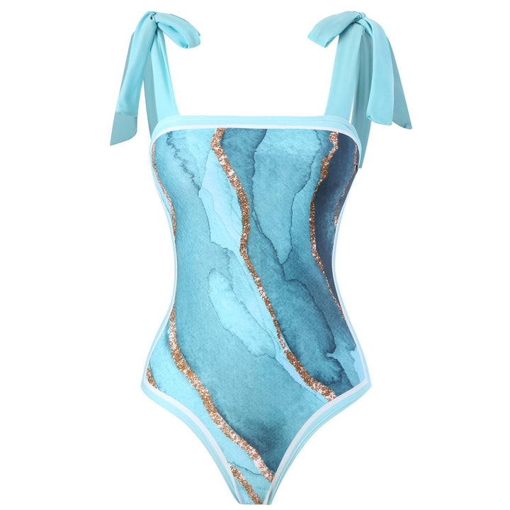 Damen Wickelrock mit elegantem Aquarell-Muster und Bindegürtel Drune