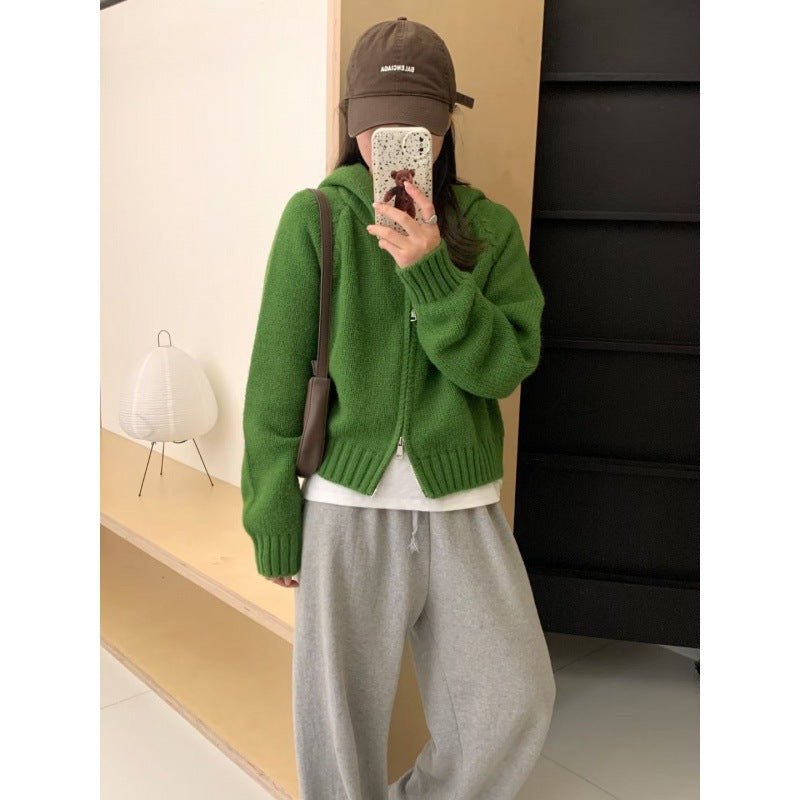 Damen Kuscheliger Hoodie-Cardigan mit Reißverschluss und großen Taschen Drune