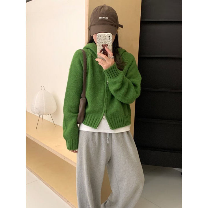 Damen Kuscheliger Hoodie-Cardigan mit Reißverschluss und großen Taschen Drune