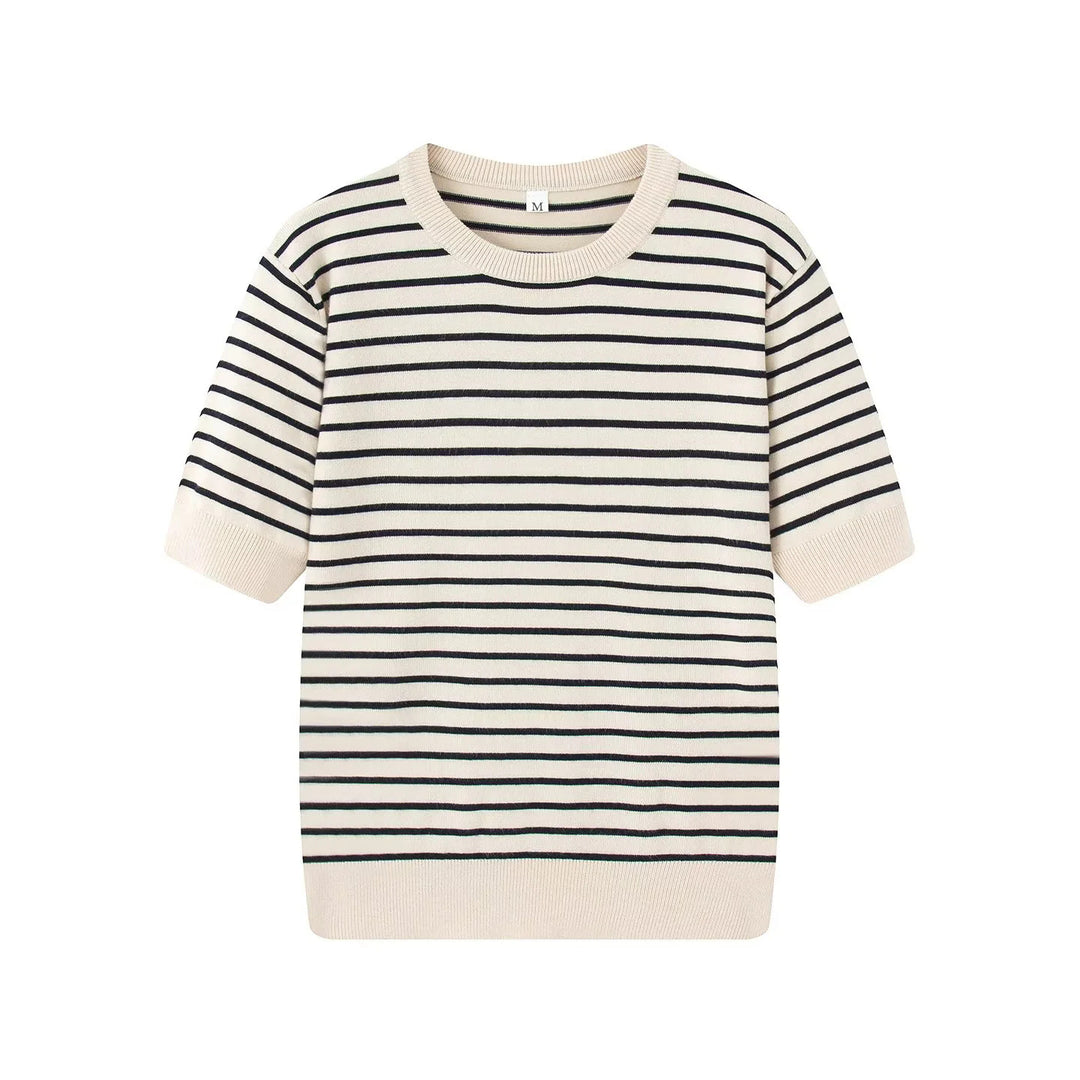 Damen nan gestreifte Feinstrick-Cardigan mit Rundhalsausschnitt und durchgehender Knopfleiste Drune