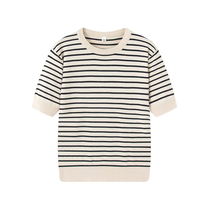 Damen nan gestreifte Feinstrick-Cardigan mit Rundhalsausschnitt und durchgehender Knopfleiste Drune