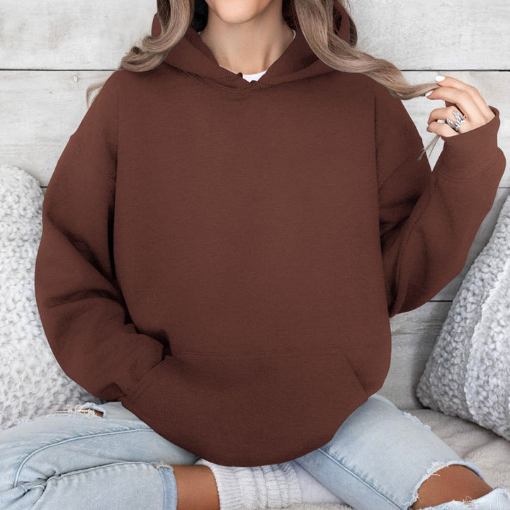 Damen Oversize Kapuzenpullover mit weihnachtlichem Glitzer-Weinglas-Print Drune