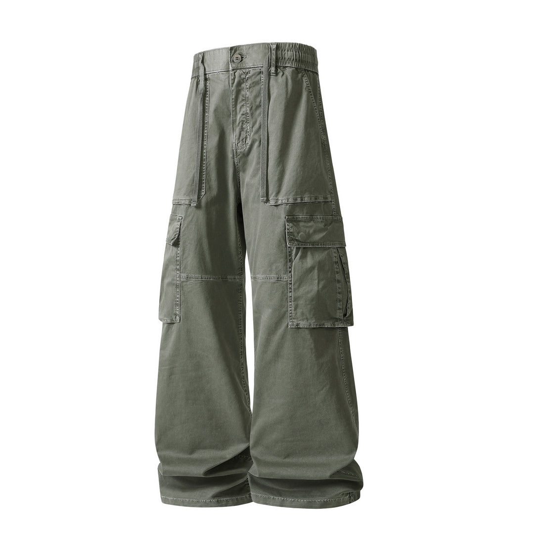 Herren Extraweite Utility-Cargo-Hose im Baggy‑Cut mit elastischem Bund und Mehrfachklappentaschen Drune