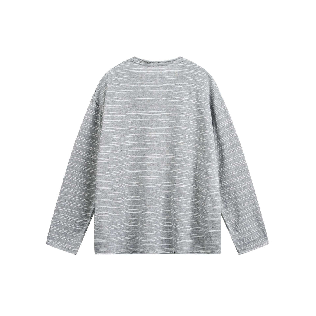 Unisex Oversize-Langarmshirt aus feinem Baumwollmix mit dezenter Streifenstruktur Drune