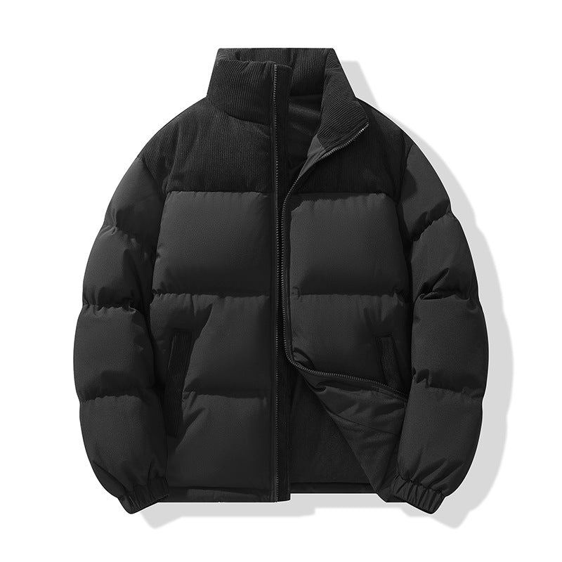 Herren wattierter Pufferblouson mit Cord-Schulterpaneel und hohem Stehkragen Drune