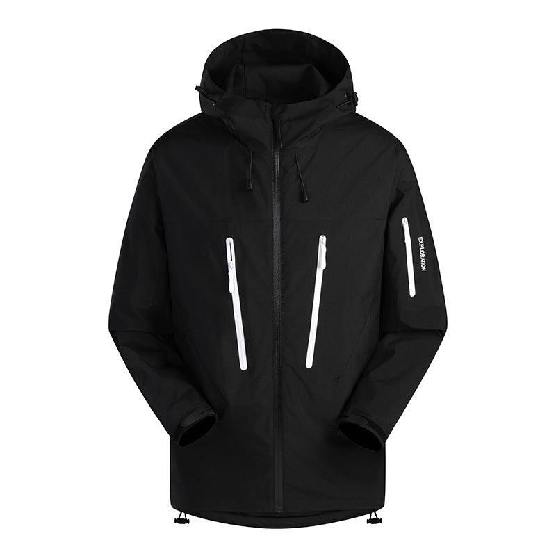 Herren Dreilagige atmungsaktive Hardshell-Outdoorjacke mit Kapuze und verschweißten Nähten Drune