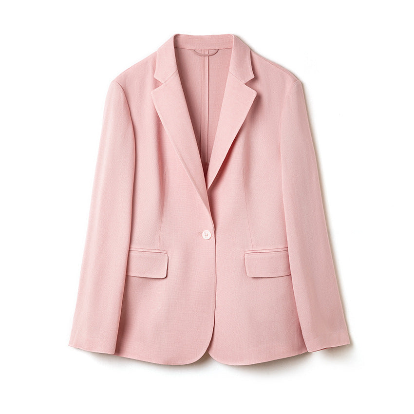 Damen Leichter strukturierter Ein-Knopf-Blazer mit figurformenden Abnähern und Pattentaschen Drune