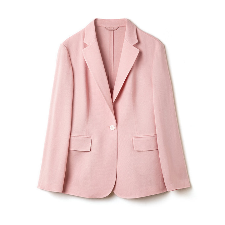 Damen Leichter strukturierter Ein-Knopf-Blazer mit figurformenden Abnähern und Pattentaschen Drune