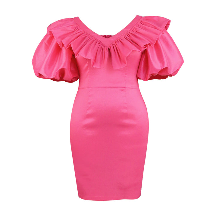 Damen figurbetontes Kleid mit voluminösen Rüschenärmeln Drune 1778622988