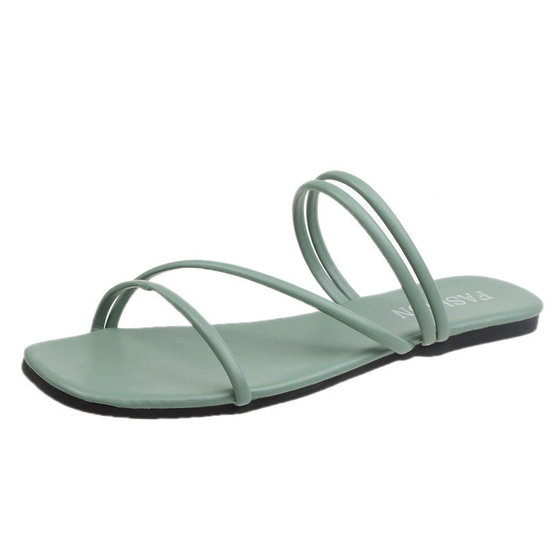 Damen nan minimalistische Schlupf-Sandalette mit filigranen Schlaufenriemen und gepolstertem Komfortfußbett Drune