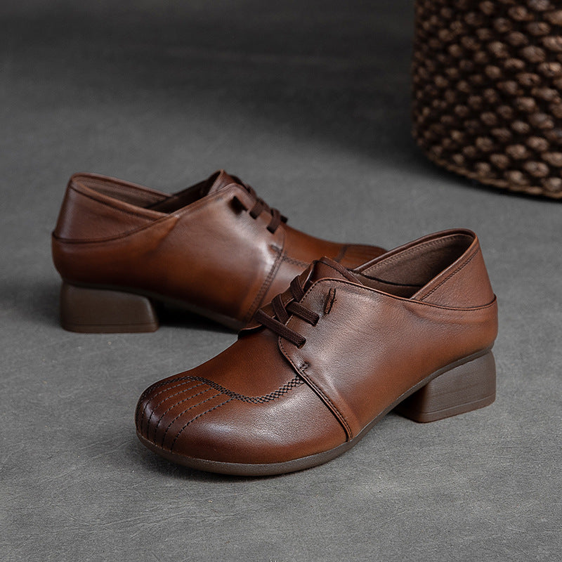 Damen elegante Schnürschuhe mit komfortabel geformtem Blockabsatz und atmungsaktiver Innenstruktur Drune