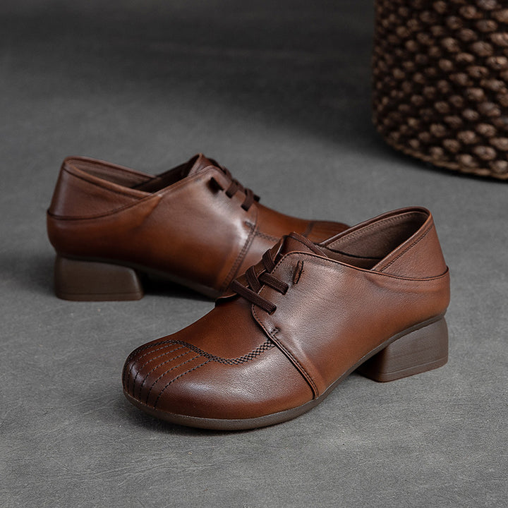 Damen elegante Schnürschuhe mit komfortabel geformtem Blockabsatz und atmungsaktiver Innenstruktur Drune