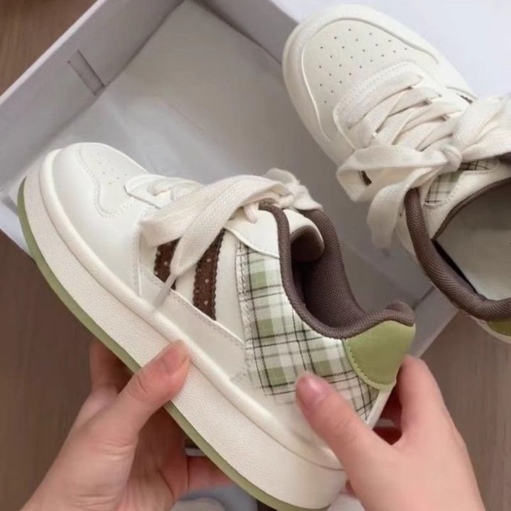 Damen Komfortable Sneakers mit modischem Karomuster Drune