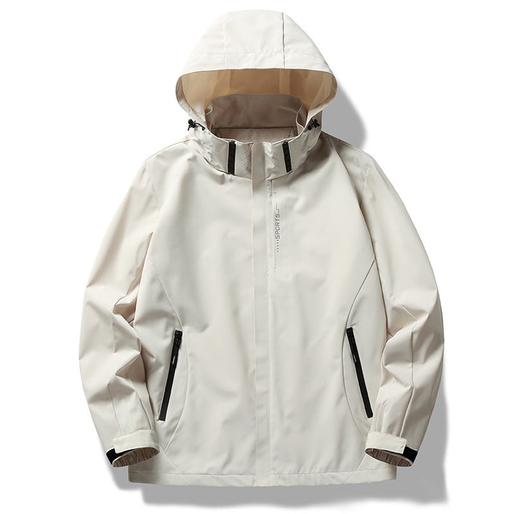 Herren wind- und wasserabweisende Softshell-Kapuzenjacke mit verdeckter Reißverschlussblende Drune